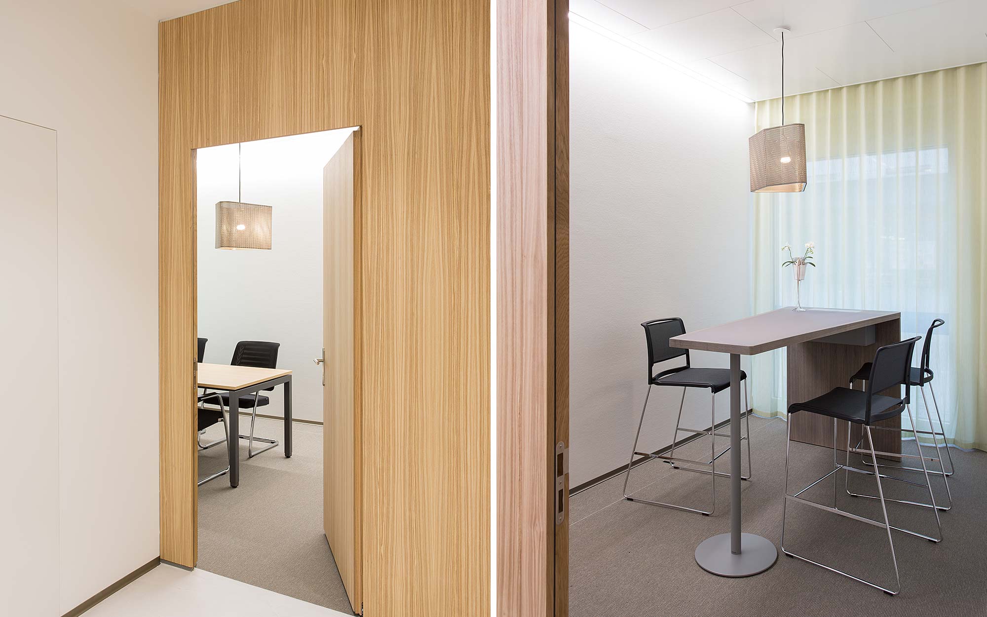 Holztrennwand für Beratung und Raum für Stehberatung